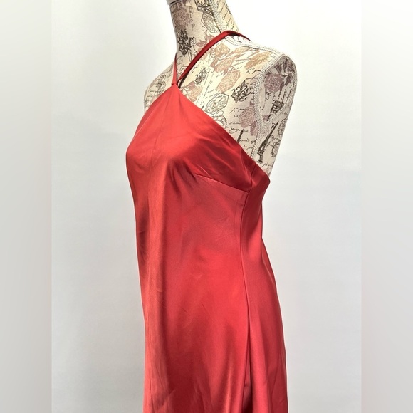 LULU'S Rose Red halter neck satin mini dress size L - Picture 7 of 15